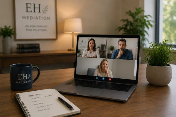child access mediation Newport online meeting.
